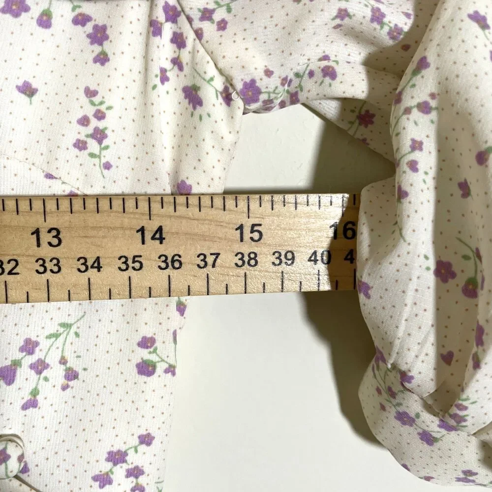 Quanta Du Soleil De Paris Women’s Monique Cream Floral Dress Size 34 XS Coquette